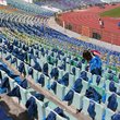 De voorbereidingen in het nationaal stadion voor het "century game"